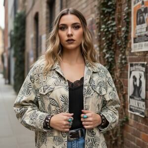 Vintage India Boutique Denim Shirt Jacket